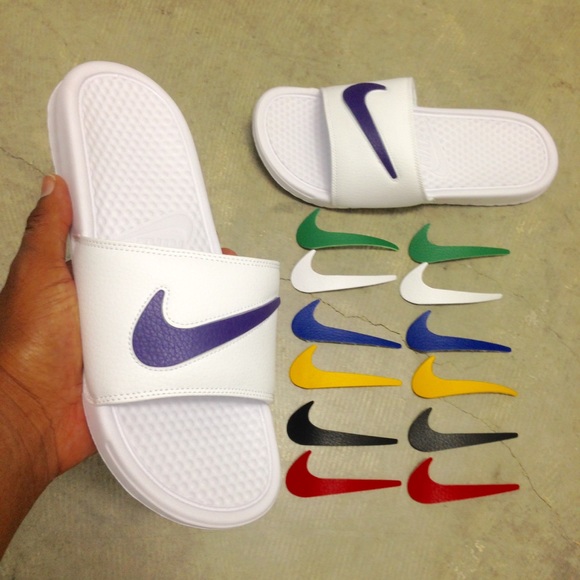 NIKE BENASSI SWOOSH SLIDES JDI JUST DO IT WHITE